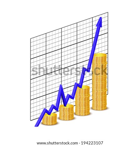 Financial graph with coins. Vector illustration charts