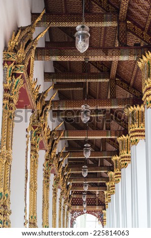 A corridor in Grand Palace in Bangkok Thailand, next to Emerald Buddha Temple (Wat Phra Kaeo).