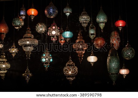 Traditional Turkish lanterns (hanging mosaic glass lamps)