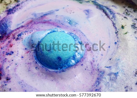 Blue & Pink bath bomb, Beauty products for body care, Making bath bomb, close up