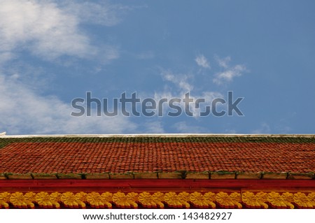 Tiled roof of  Buddhist monastery in Chiang Rai, Thailand