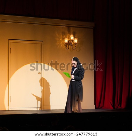 BERLIN; GERMANY - JANUARY 27 : Dagmar Manzel perform on stage during \'A woman knows what she wants!\' photo rehearsal at Komische Oper on January 27; 20145 in Berlin; Germany.
