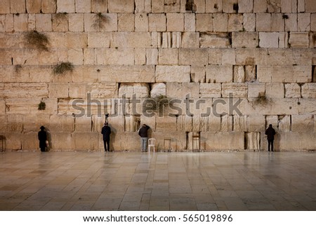 Jewish Men - Wailing West Wall - Old Jerusalem - Israel