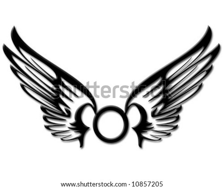 stock vector : Vector illustration of tribal wings tattoo pattern