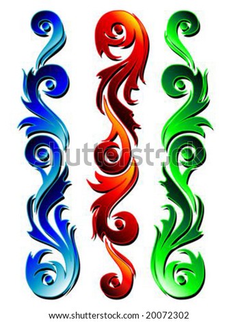 stock vector Vector illustration of 3 tribal tattoos