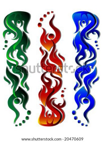 stock vector Vector illustration of 3 tribal tattoos