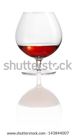 Brandy snifter isolated on white Plexiglass