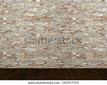 brick wall on wood floor