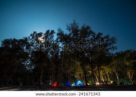 camping  at night , Sampraya beach in Samroiyod nation park, Pranburi, Prachuap Khiri Khan, Thailand