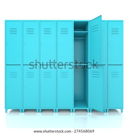 blue\
, empty lockers isolate on white background