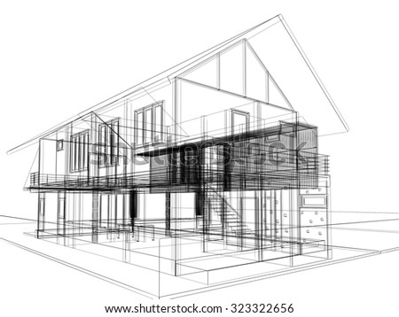 abstract sketch design of exterior house