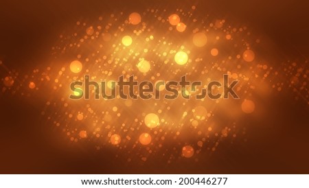 Abstract gold neon background with circles and lines