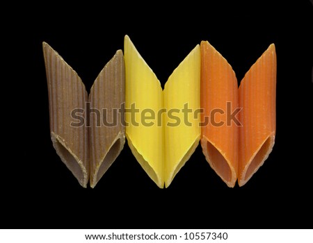 three colour penne pasta mimic italian flag
