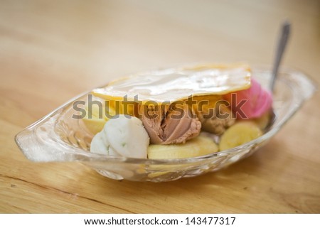 Asian ice cream and frozen egg with banana