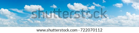 blue sky and White cloud nature: clear blue sky with plain white cloud with space for text background. The vast blue sky and clouds. blue sky background with tiny clouds nature. panorama