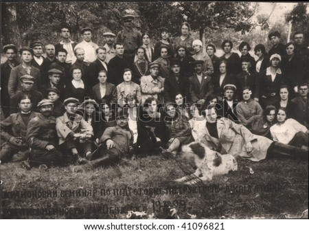 Russian vintage photograph, beginning of XX century. Group of teachers, courses of liquidation of illiteracy