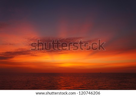 Offshore Sun Set (Red and Yellow Sky)