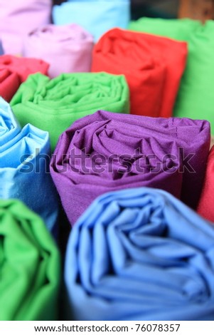 Colorful fabric rolls (rolls of cloth)