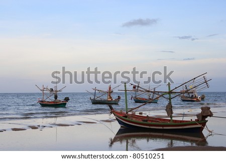 Group of Thai Old Style Fishing Boats