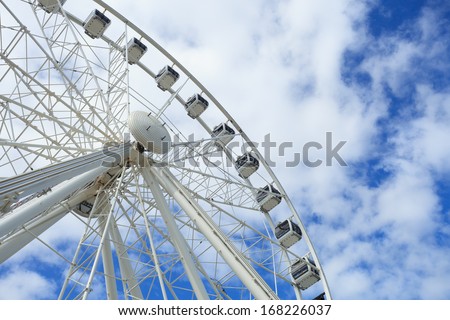 CAPE TOWN,SOUTH AFRICA-OCTOBER, 13:Cape Wheel of Excellence Beautiful Large White Ferris Wheel and the Blue Sky on October 13, 2013 in Cape Town, South Africa.