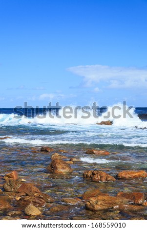 Coastline and high wave at Cape of Good Hope, Cape Town, South Africa