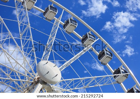 CAPE TOWN,SOUTH AFRICA-OCTOBER, 15:Cape Wheel of Excellence Beautiful Large White Ferris Wheel and the Blue Sky on October 15, 2013 in Cape Town, South Africa.
