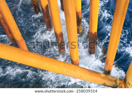 Oil and Gas Surface Casing at Offshore Platform With Ocean Wave