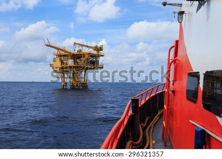 Offshore Production Platform For Petroleum Development view from crew boat