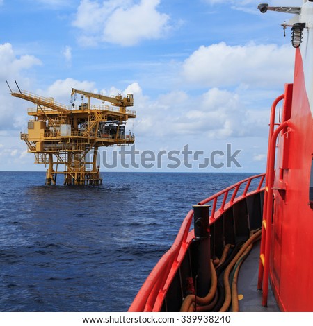 Offshore Production Platform For Petroleum Development view from crew boat
