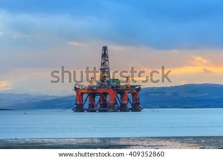 Semi Submersible Oil Rig at Cromarty Firth in Invergordon, Scotland