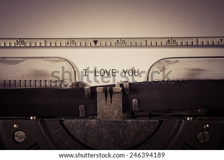 type writer with text I Love you in old style