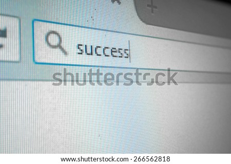 on screen word success in search engine box focus on wording
