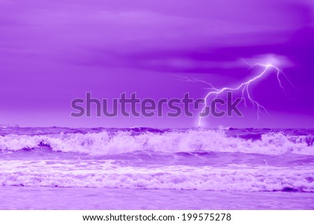 Abstract Thunder Storm High wave and wind when storm coming in gulf of Thailand