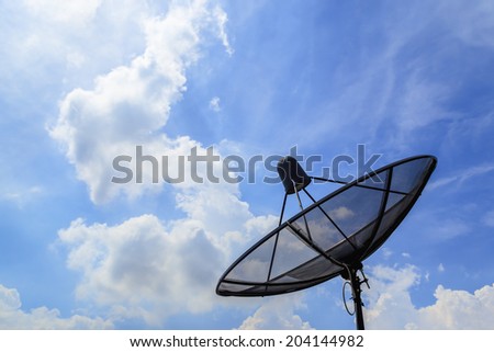 Communication to far away land with satellite disk over the blue sky cloud, Make you close with friendly technology