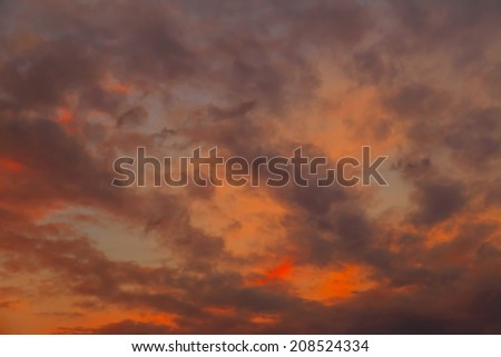 Amazing light painting cloud on the twilight sky like the rust in soft focus and blurred mood, Halloween background