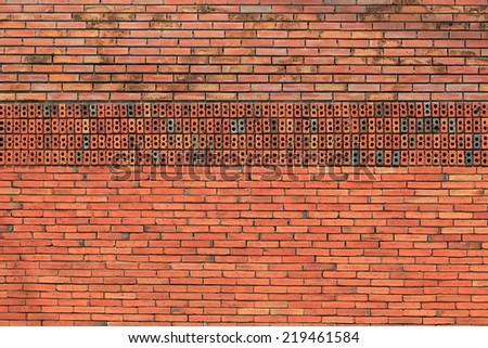 Brown vintage brick wall with simple table