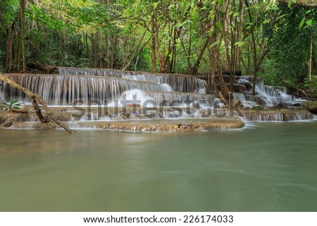 Huai Mae Khamin  Fresh Waterfall in forest in national park, Thailand