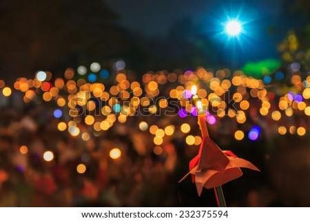 Candle and bokeh light in celebration night ( long live the king, Thailand)