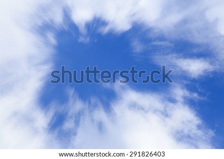 Blue sky and white cloud with zoom effect to left top point of Golden ratio