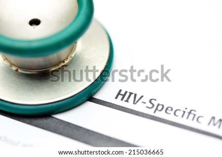 HIV report form medicine with stethoscope