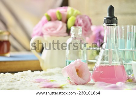 test tube with flower for test purfume