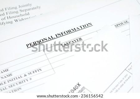 Tax form, personal data