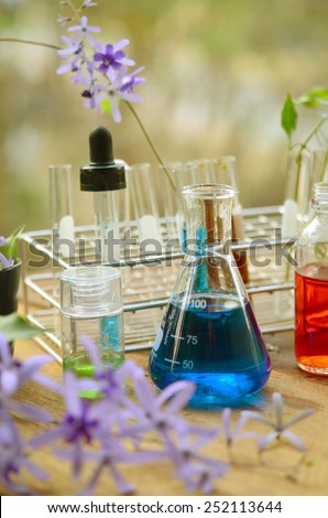 test tube with flower for test perfume