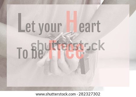 life quote. Inspirational quote. on Hands in chain background