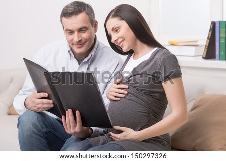 Man with pregnant woman. Happy couple waiting for a baby