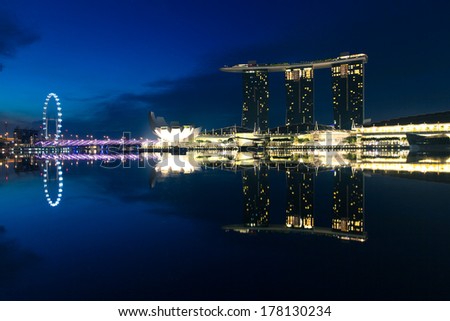 Singapore - July 17: Marina Bay Sands Hotel in the early morning, July 17 2013.