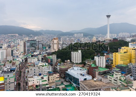 Busan, South Korea - 24 August 2014: Daytime view over Busan city from Lotte Department Store observation deck on 24 August 2014, Busan, South Korea.