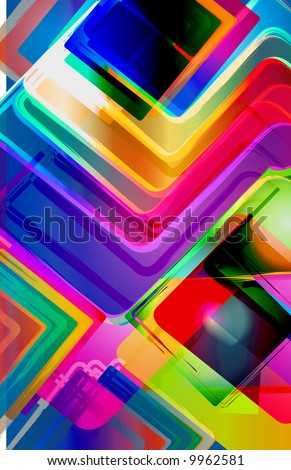 abstract geometric cube pattern with candy colored gel rainbow gradient texture