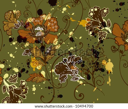 tapestry floral motif design with paint-splat detail