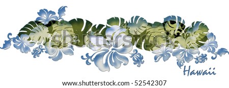 tropical hibiscus and tea leaf chest band design with \